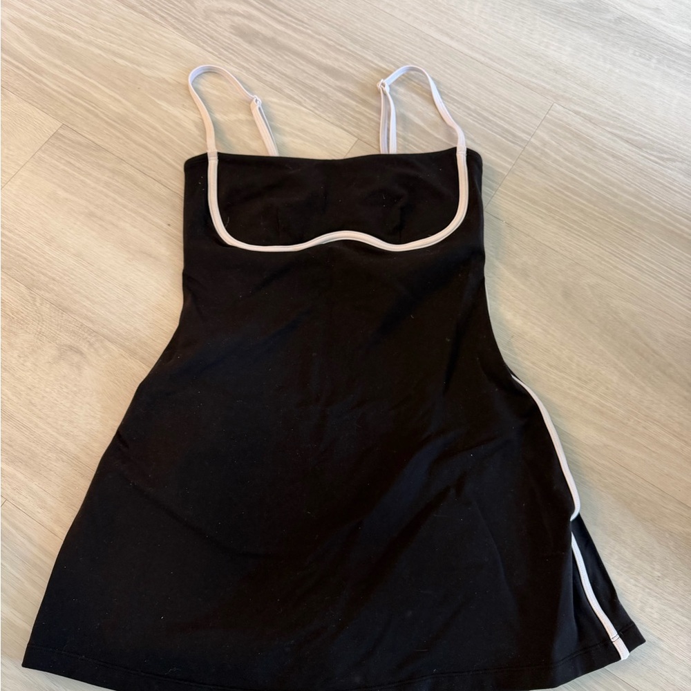 ALO Yoga Black Mini Dress with Cream Trim